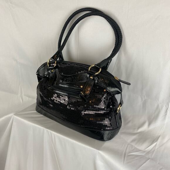 Scale Shoulder Bag Hot in Hollywood Purple Snakeskin Print with Side Ring Cinch - Picture 7 of 8
